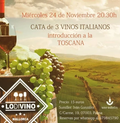 Cata de 3 vinos italianos en Lo Divino - Introducción a La Toscana